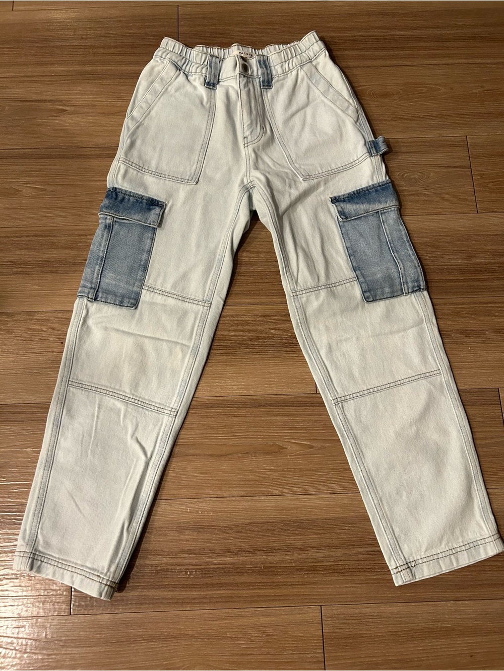 PacSun Light Blue Denim Cargo Pants with Contrast Stitching